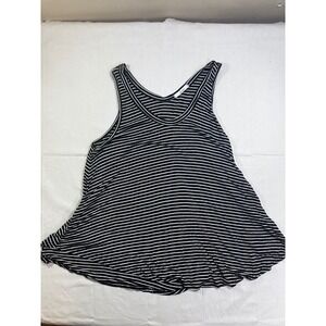 Acemi Womens Black White Striped Scoop Neck Sleeveless Relaxed Tank Top Size M